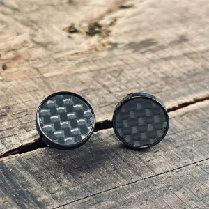 Black Minimalist Round Stainless Steel Stud Earrings