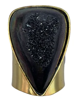 Black Teardrop Shape Druzy