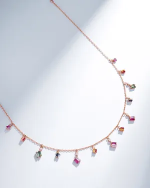 Bold Rainbow Sapphire Cascade Necklace