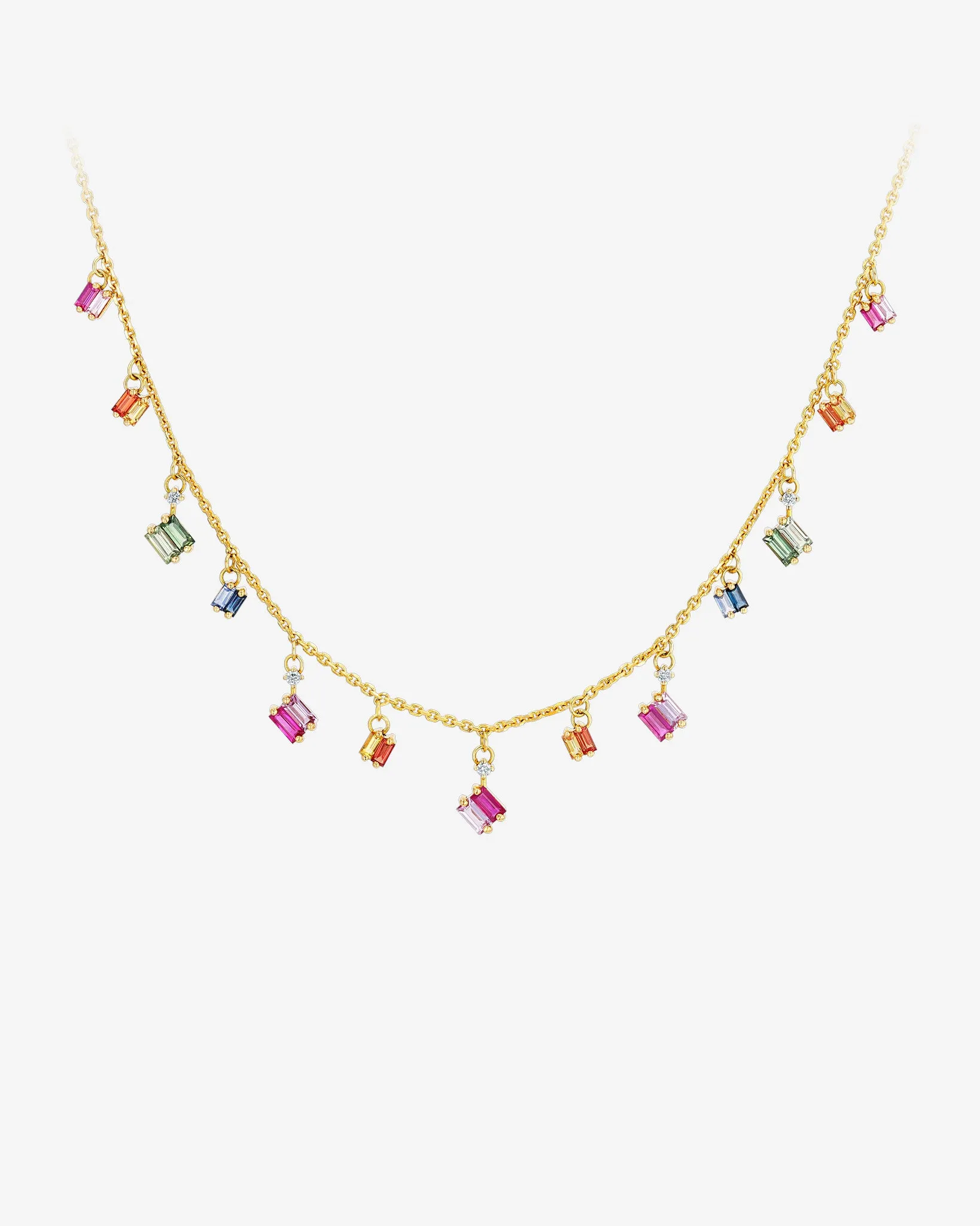 Bold Rainbow Sapphire Cascade Necklace