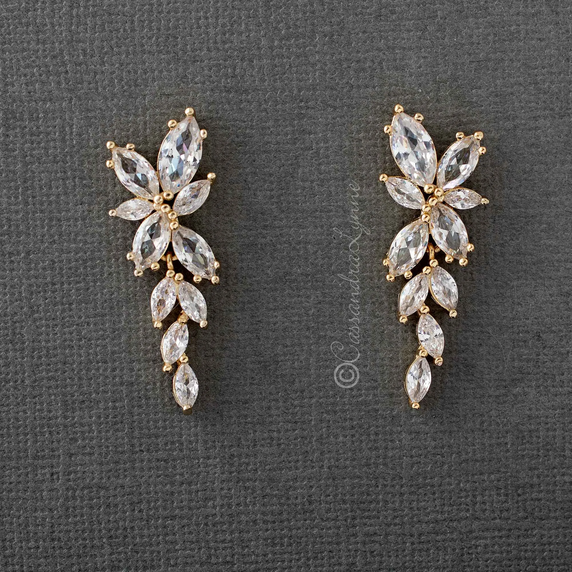 Bridal CZ Earrings of Marquise Flowers