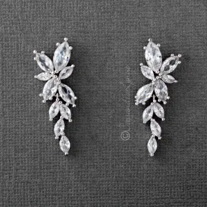 Bridal CZ Earrings of Marquise Flowers