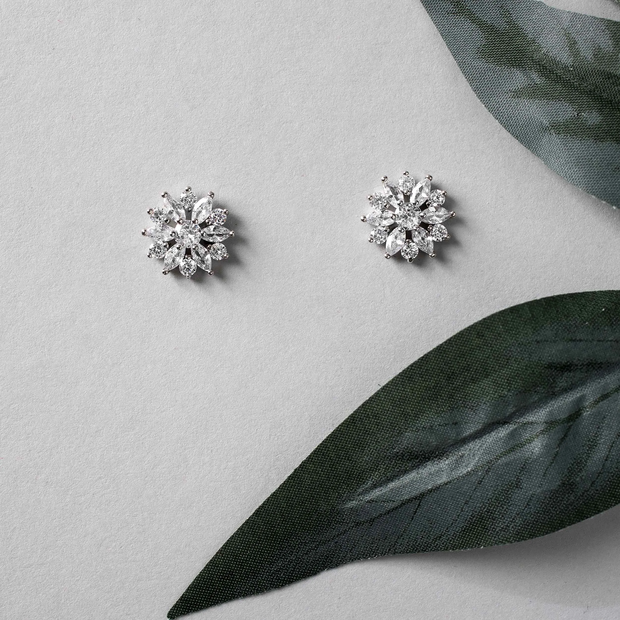 Bridal Flower Stud Earrings