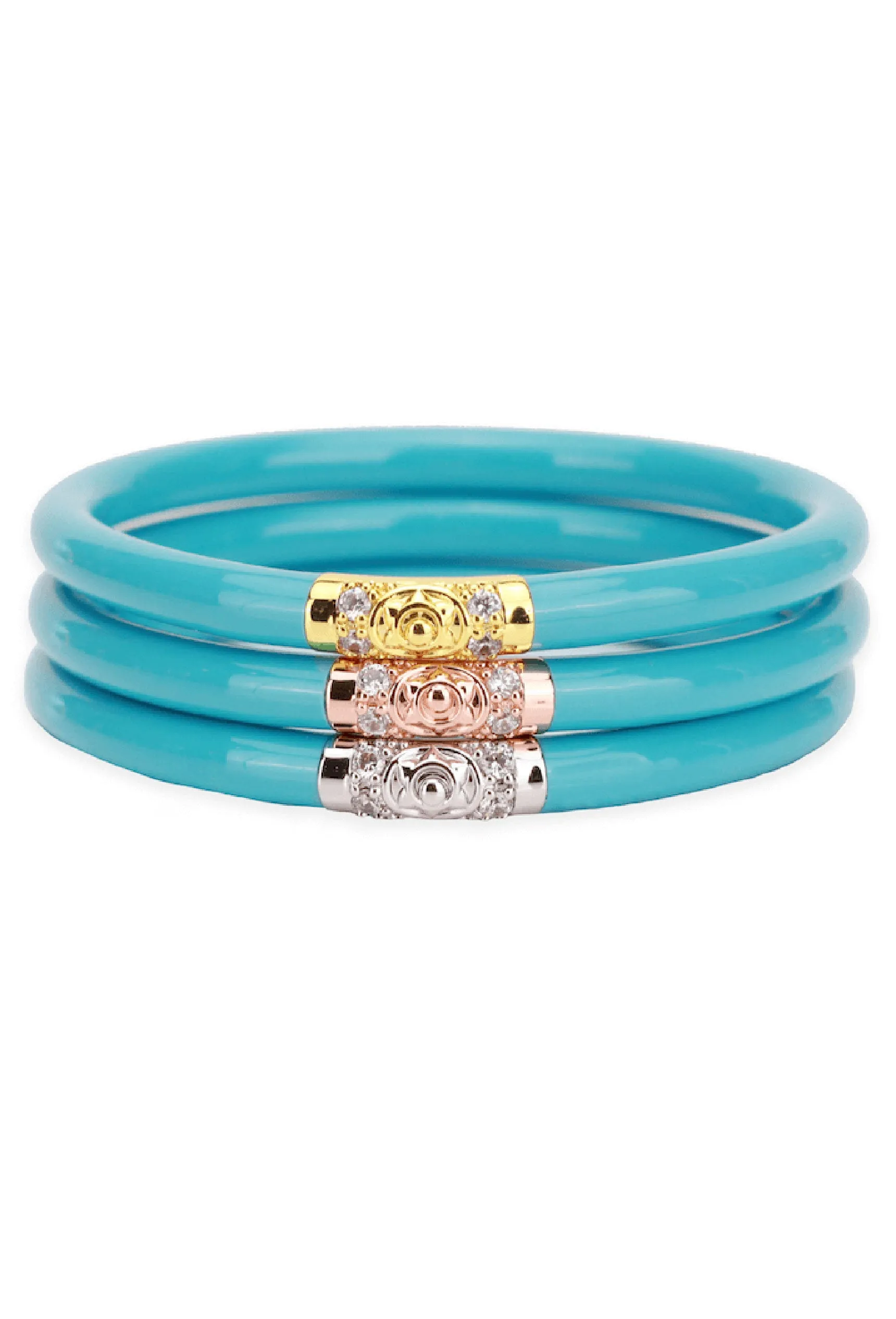 BUDHAGIRL Three Kings All Weather Bangles in Turquoise