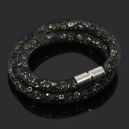 Chanfar Handmade Small Resin Crystal Filled Tube Mesh Double Magnetic Clasp Bracelet Jewelry For Woman