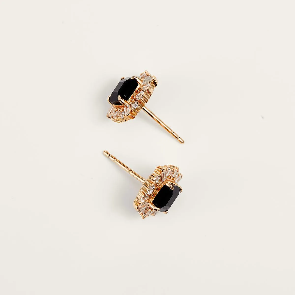 Charming Black Agate Stud Earrings