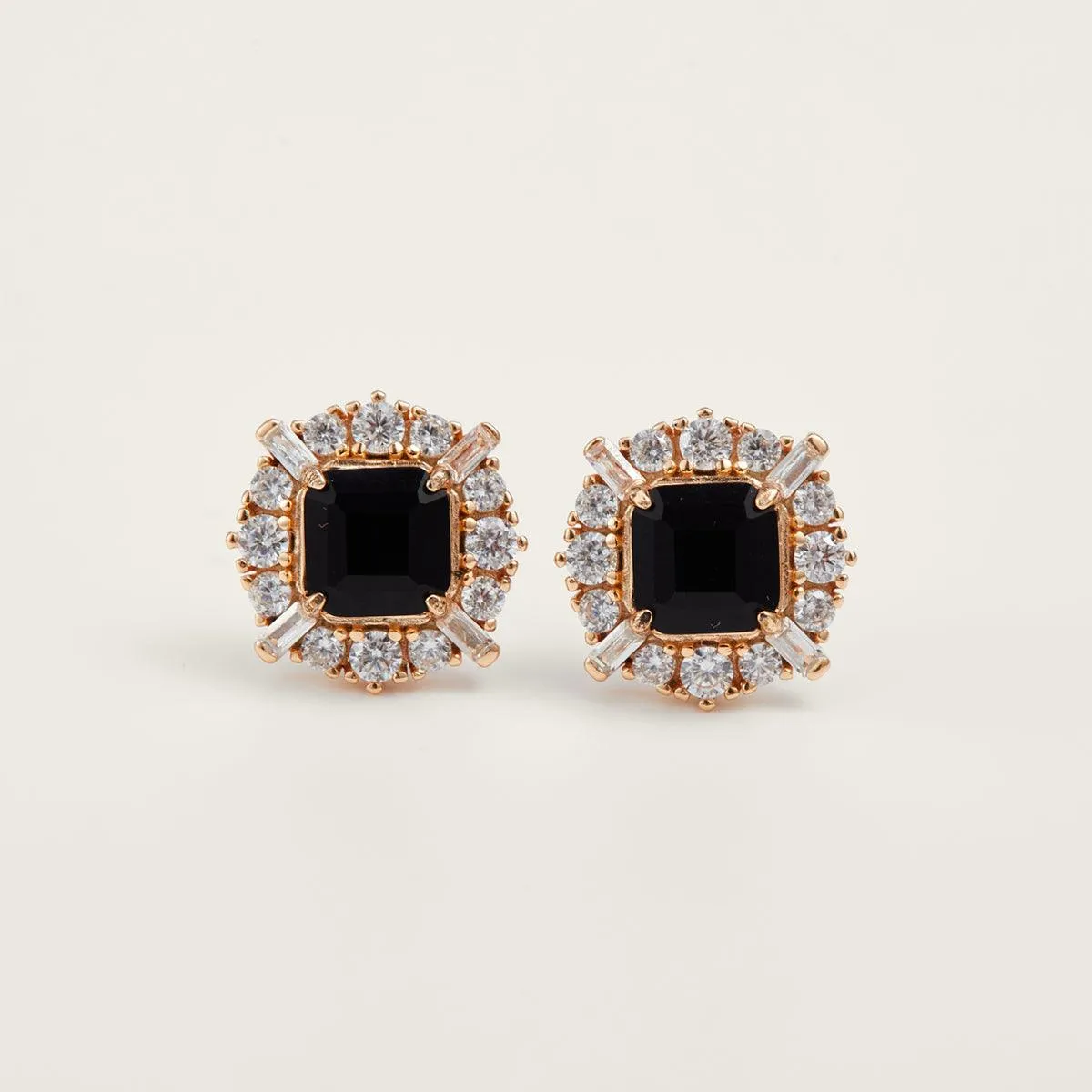 Charming Black Agate Stud Earrings