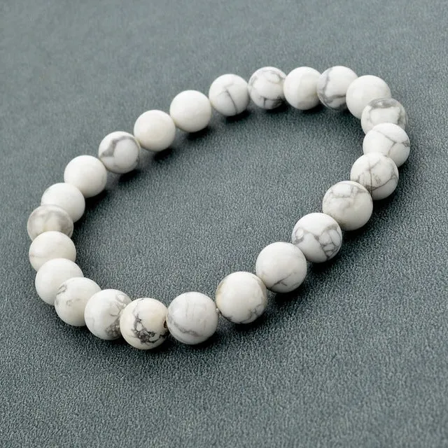 CHICVIE Natural Stone Strand Bracelets With Stones Casual Men Jewelry White Beads Bracelets & Bangles for Women 2017