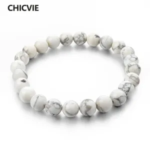 CHICVIE Natural Stone Strand Bracelets With Stones Casual Men Jewelry White Beads Bracelets & Bangles for Women 2017