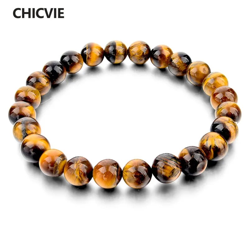 CHICVIE Tiger Eye Love Buddha Bracelets & Bangles Trendy Natural Stone Bracelet For Women Famous Brand Men Jewelry SBR140389