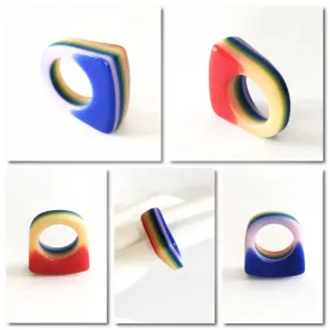 Colorful Laminated Lucite Statement Ring