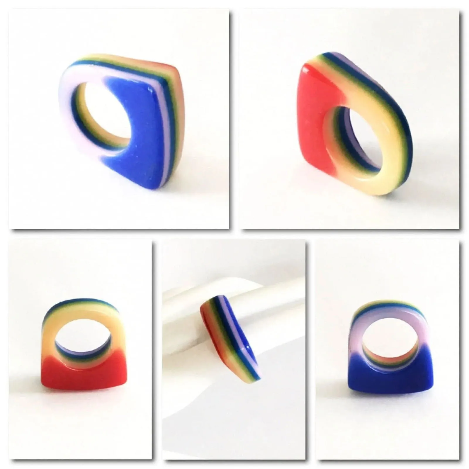 Colorful Laminated Lucite Statement Ring