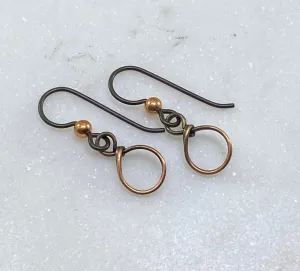 Copper tiny hoop earrings