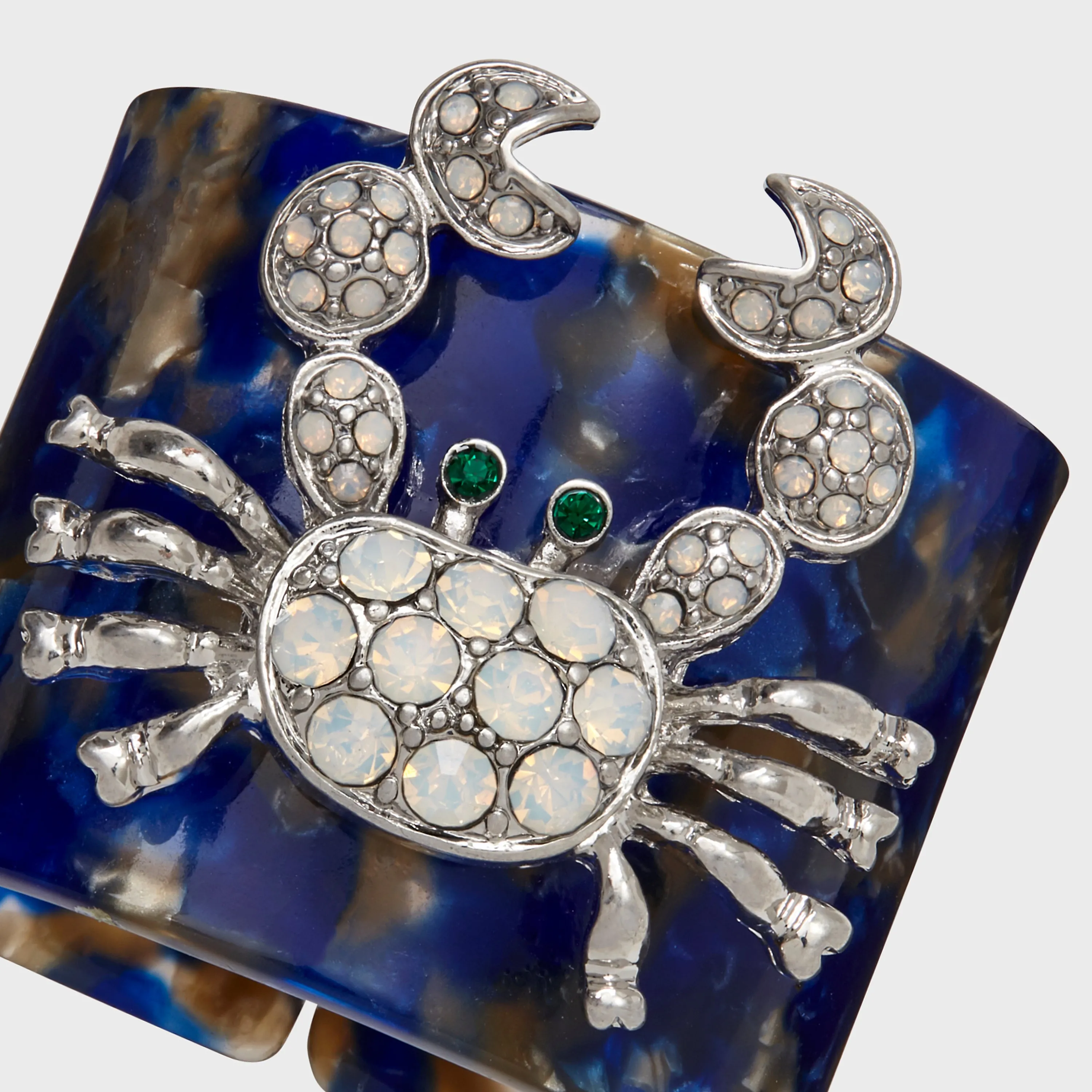 Crab blue tortoiseshell resin napkin rings, set of four