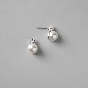 Crystal Accented Pearl Stud Earrings