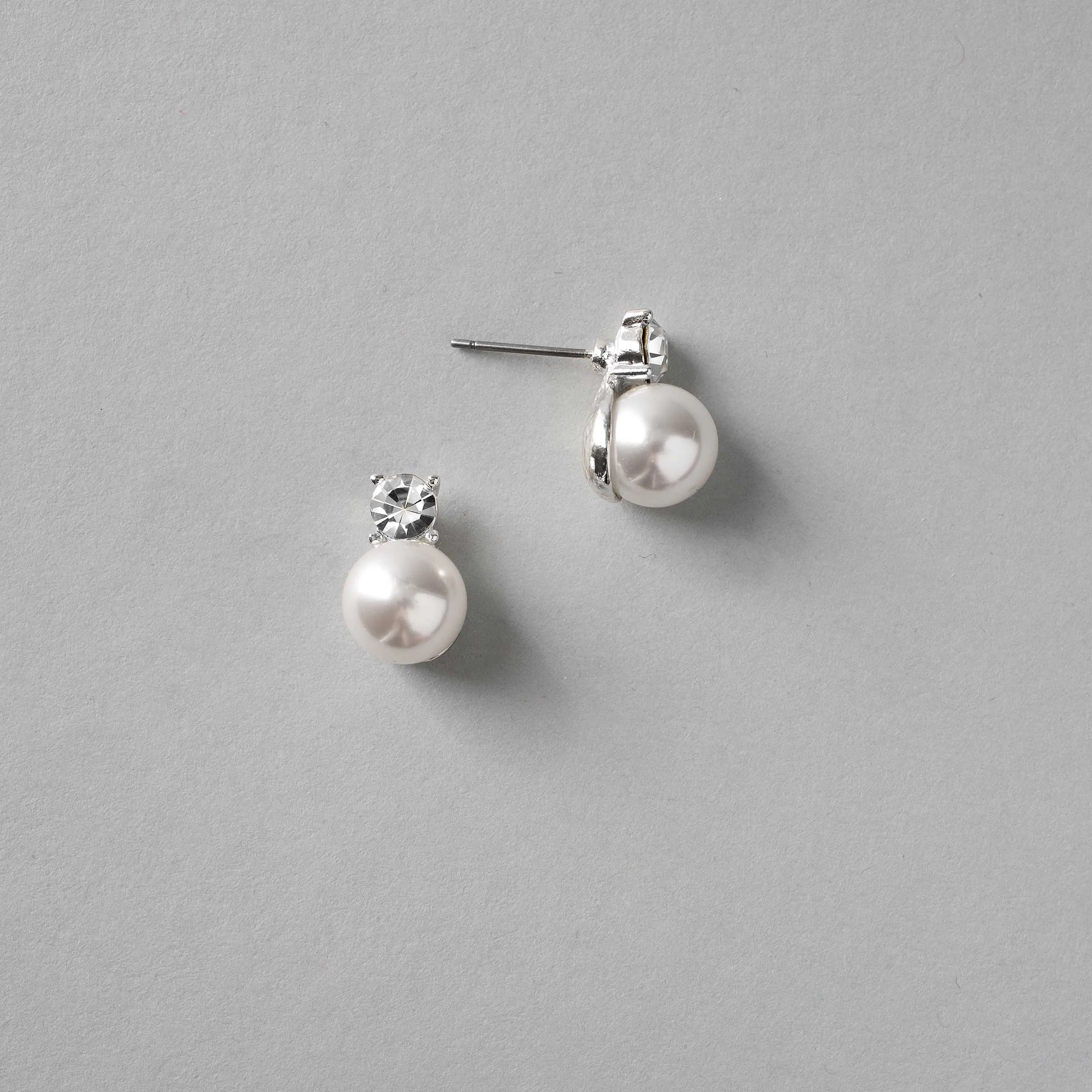 Crystal Accented Pearl Stud Earrings