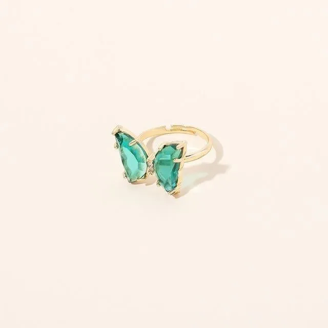 Crystal Butterfly Rings