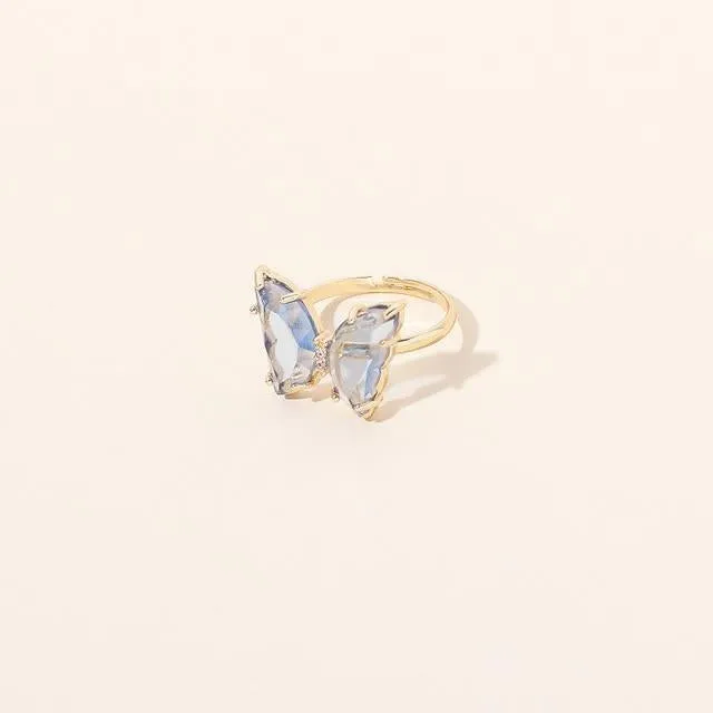 Crystal Butterfly Rings