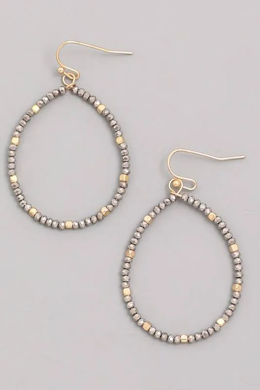 Delicate Beaded Oval Earrings With Gold Spacers