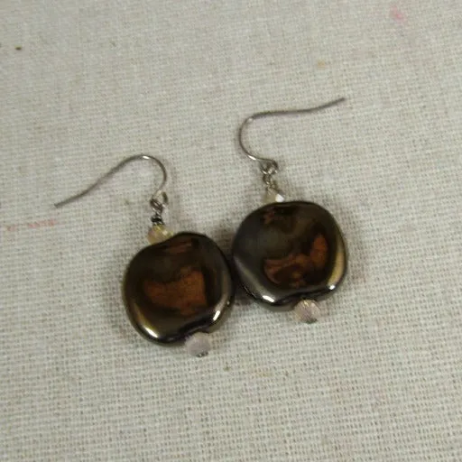 Delicate Black Kazuri  Earrings