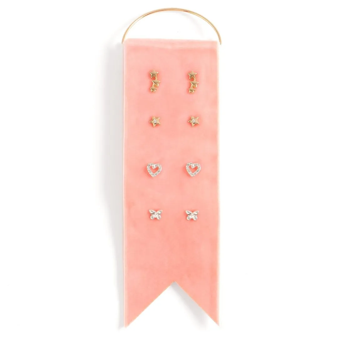 Delicate Earring Velvet Gift Set - Gold