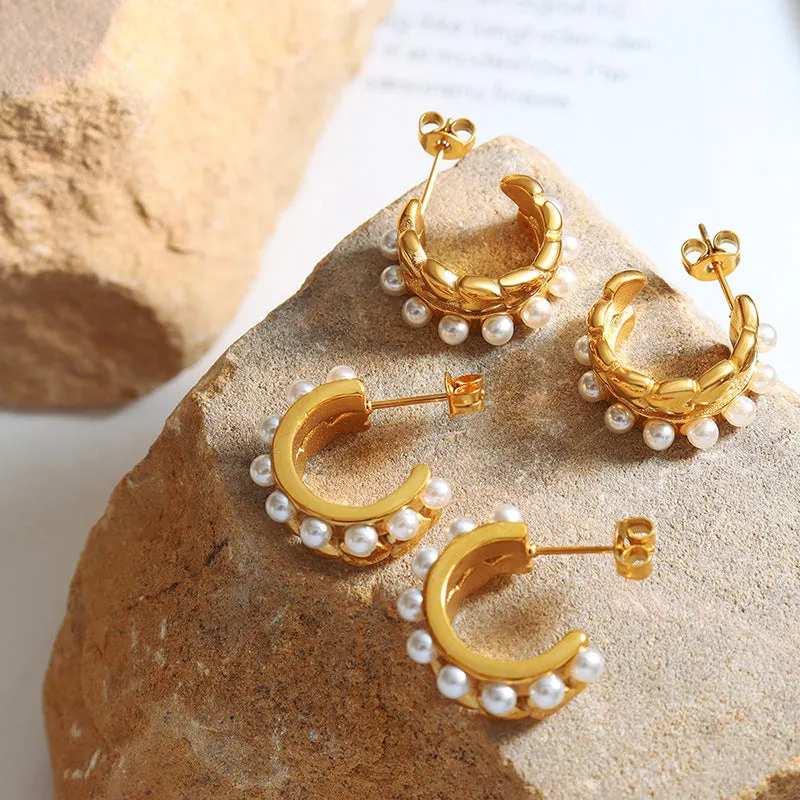 Delicate French Court Inspired Pearl Earrings with Geometric Love Pattern