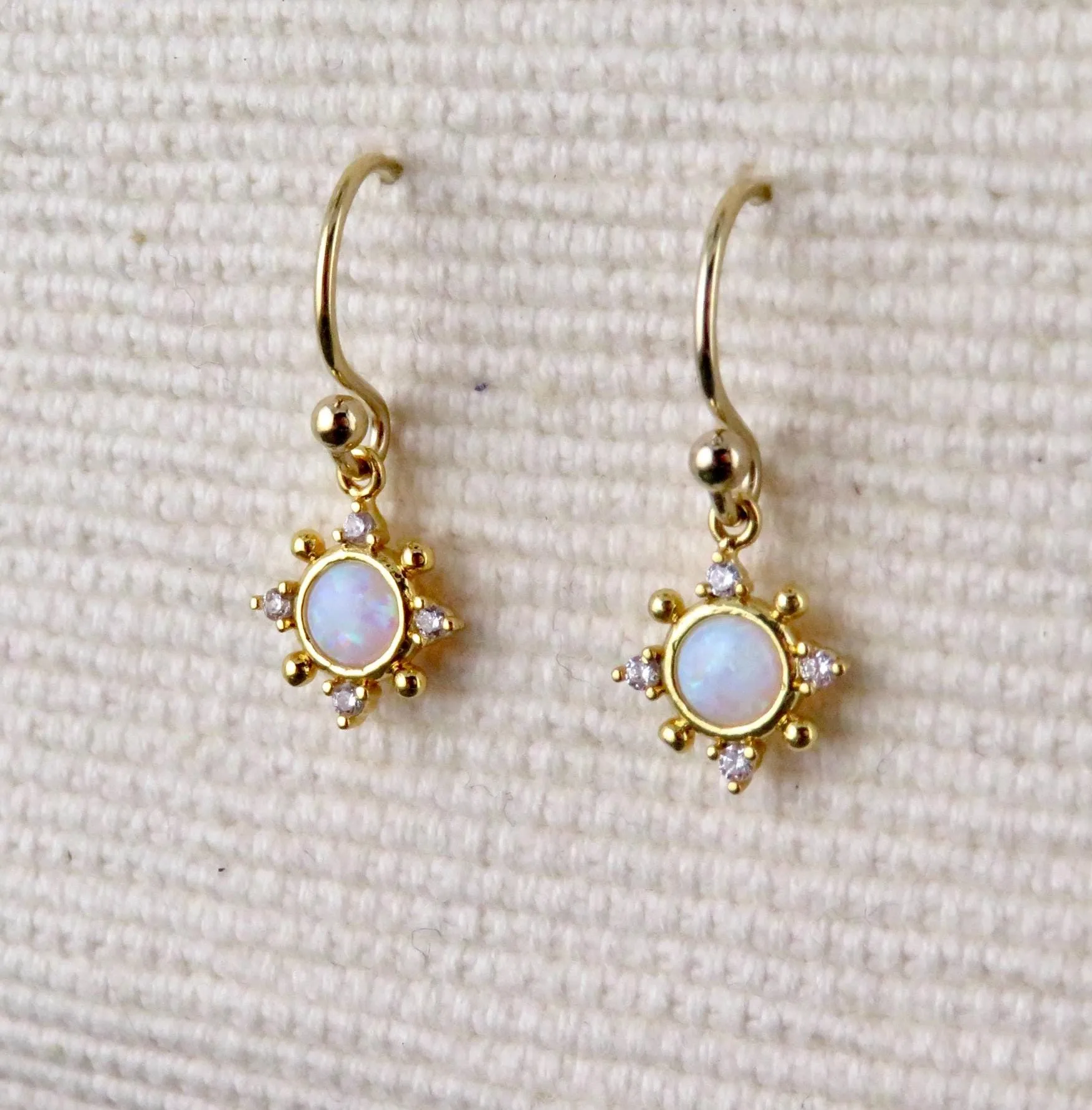 Delicate Opal Geo Star Earrings