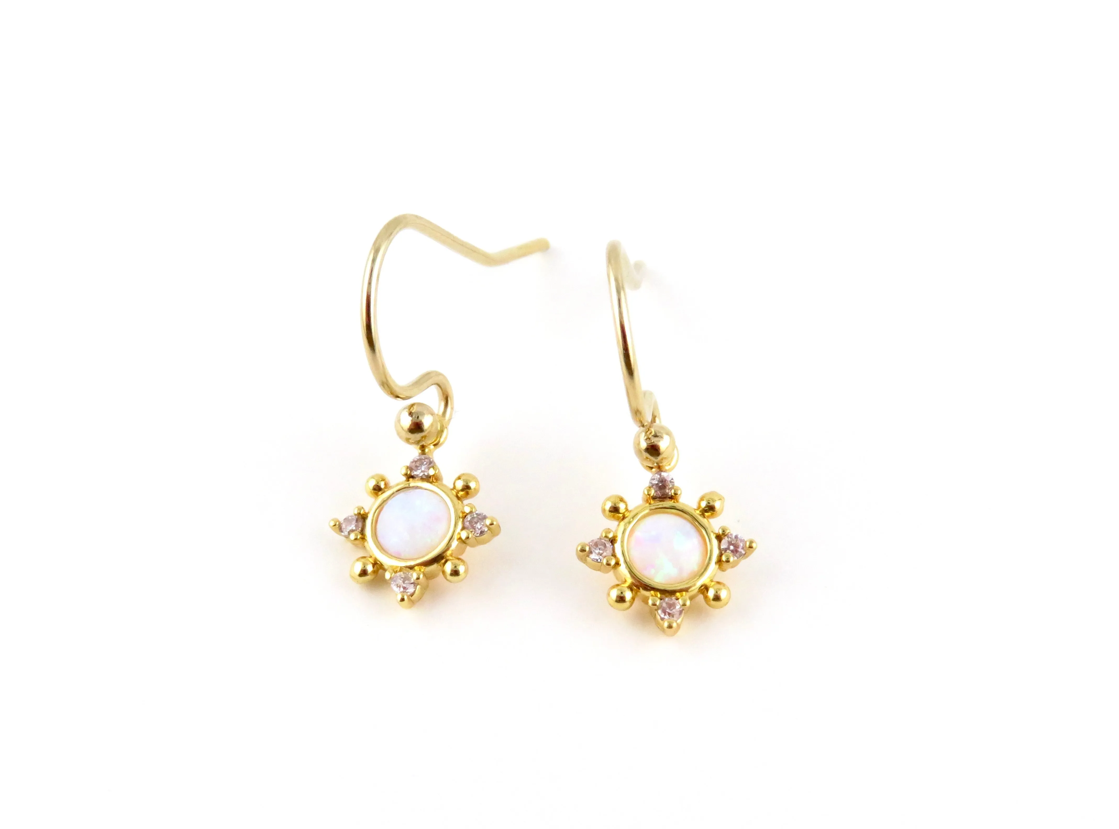 Delicate Opal Geo Star Earrings