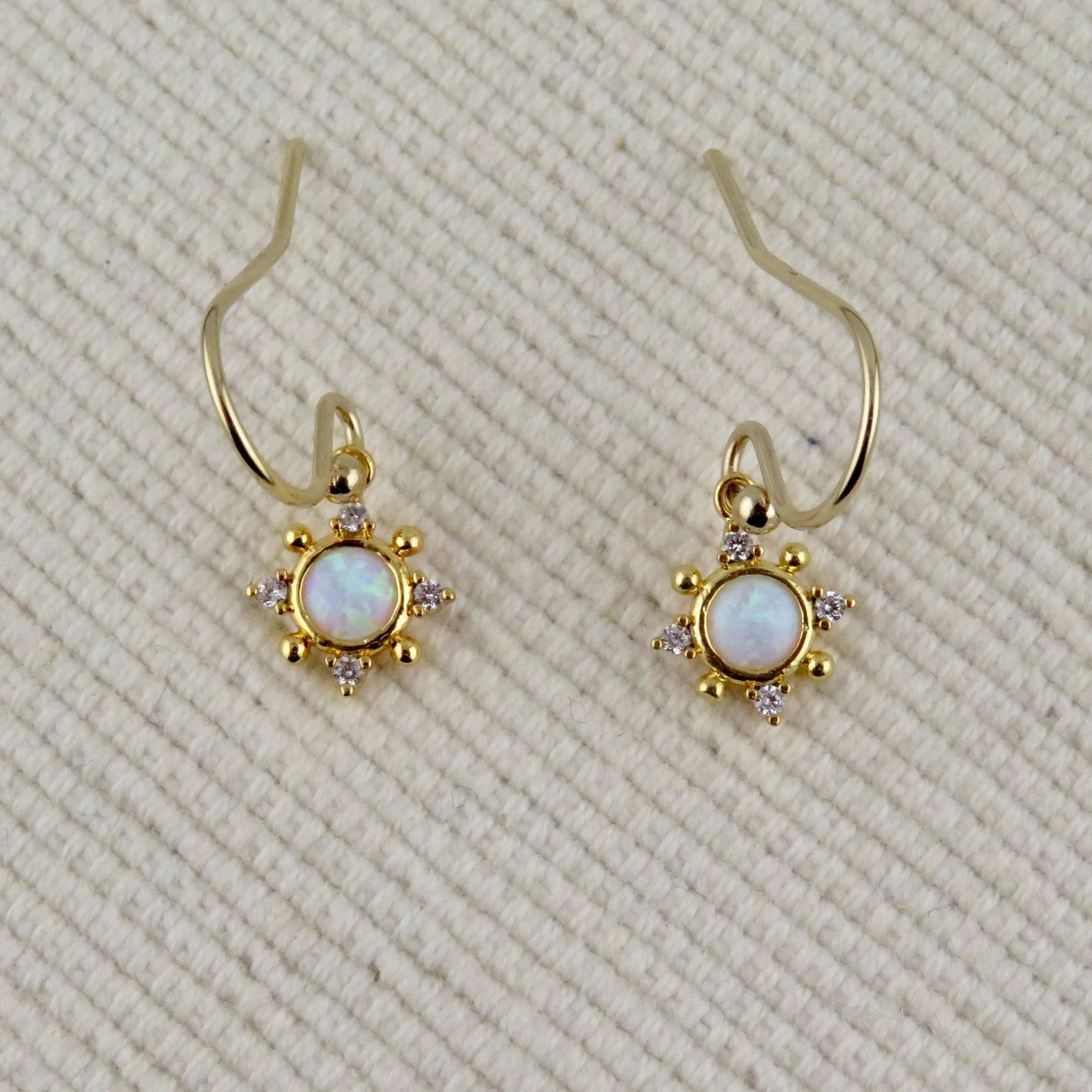 Delicate Opal Geo Star Earrings