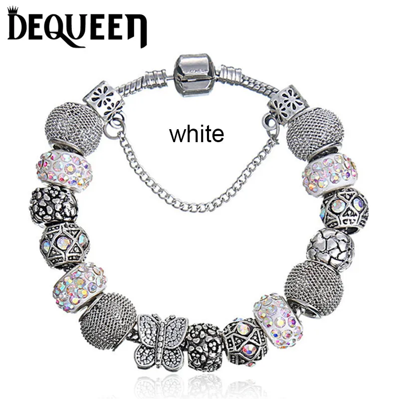 Dequeen DIY Girls Charm Bracelets Pendant Fit Pandora Bracelet Jewellry For Women Gift Butterfly Beads Grass Charms Pulseira