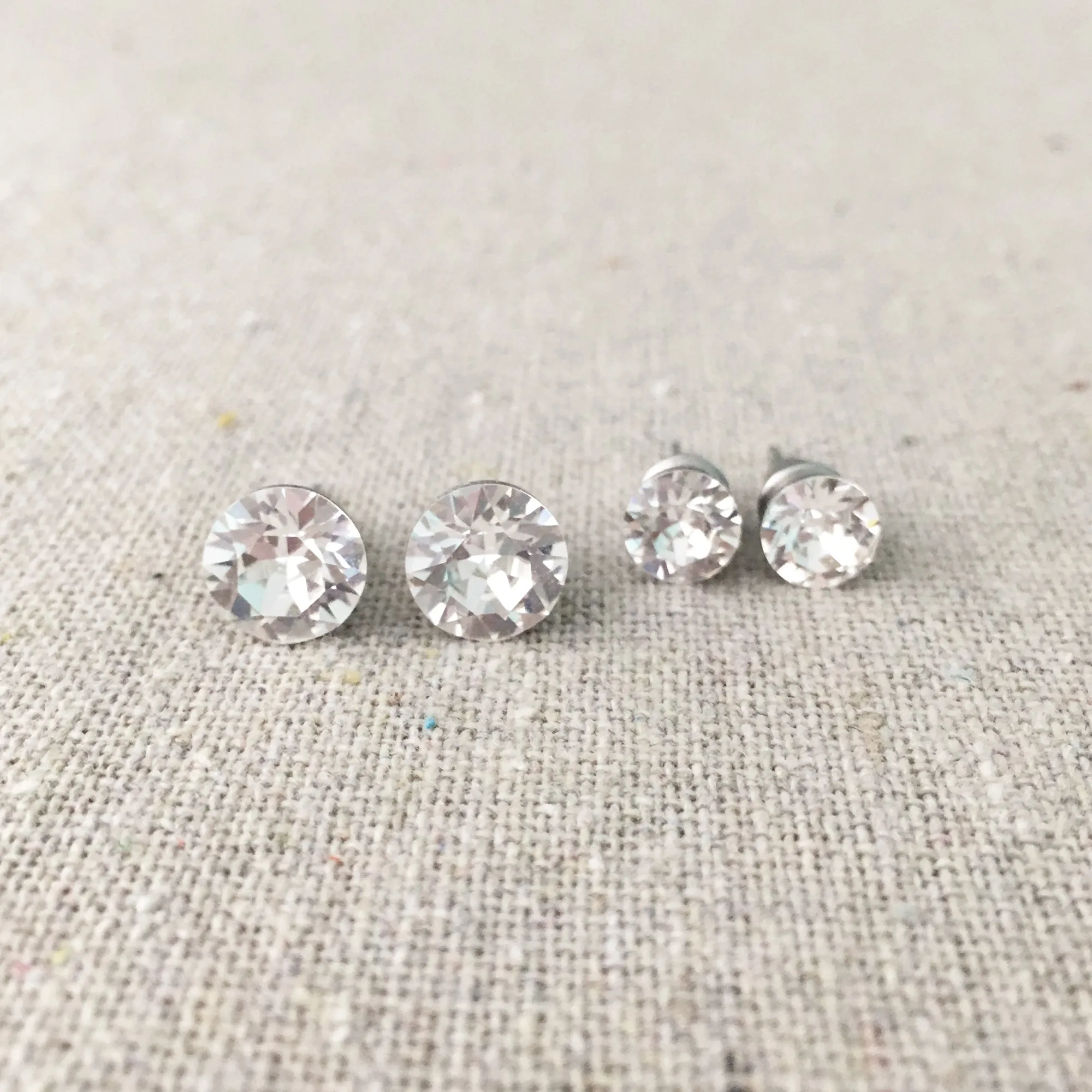 Diamante Invisible Earrings Set • 6 8mm