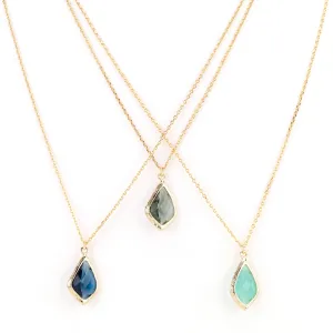 Diamond Droplet Necklace in Blue Hues