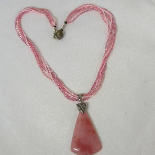 Elegant Pink Necklace with a Pink Opal Pendant