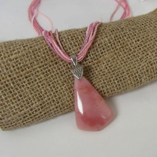 Elegant Pink Necklace with a Pink Opal Pendant