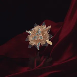 Ember Desert Flower with Sparkling Blue Accents Ring