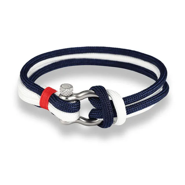 Endless August Charm Multilayer Navy Style leather Braided Rope Stainless Steel Buckles Survival Bracelet for Men Women pulseras