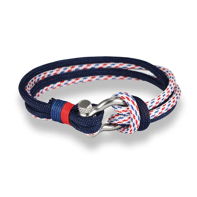 Endless August Charm Multilayer Navy Style leather Braided Rope Stainless Steel Buckles Survival Bracelet for Men Women pulseras