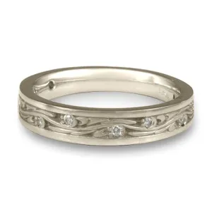 Extra Narrow Starry Night With Diamonds Wedding Band in Platinum