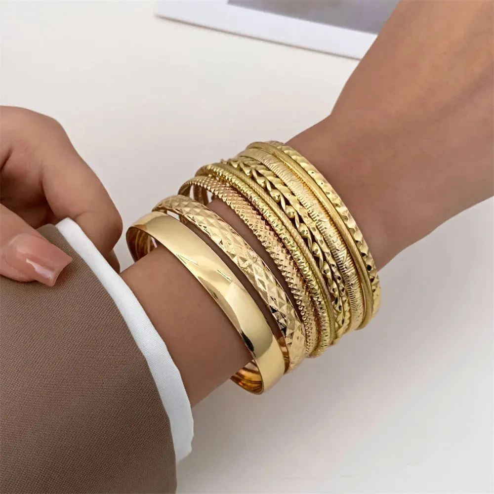 Fashion Stainless Steel Bracelets for Women Twist Texture Bangles Gold Silver Color Jewelry