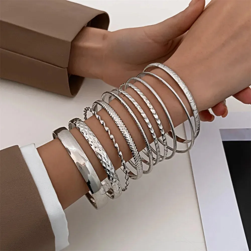 Fashion Stainless Steel Bracelets for Women Twist Texture Bangles Gold Silver Color Jewelry