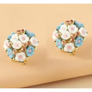 Floral Blossom Earrings for Women | Handmade Resin Earrings with Small Engraved Flowers