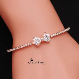 Free shipping new arrival Hot Sell Top Quality AAA CZ Crystal  Bracelet Bangle For Women Crystal Rose Gold Color Wed Jewelry