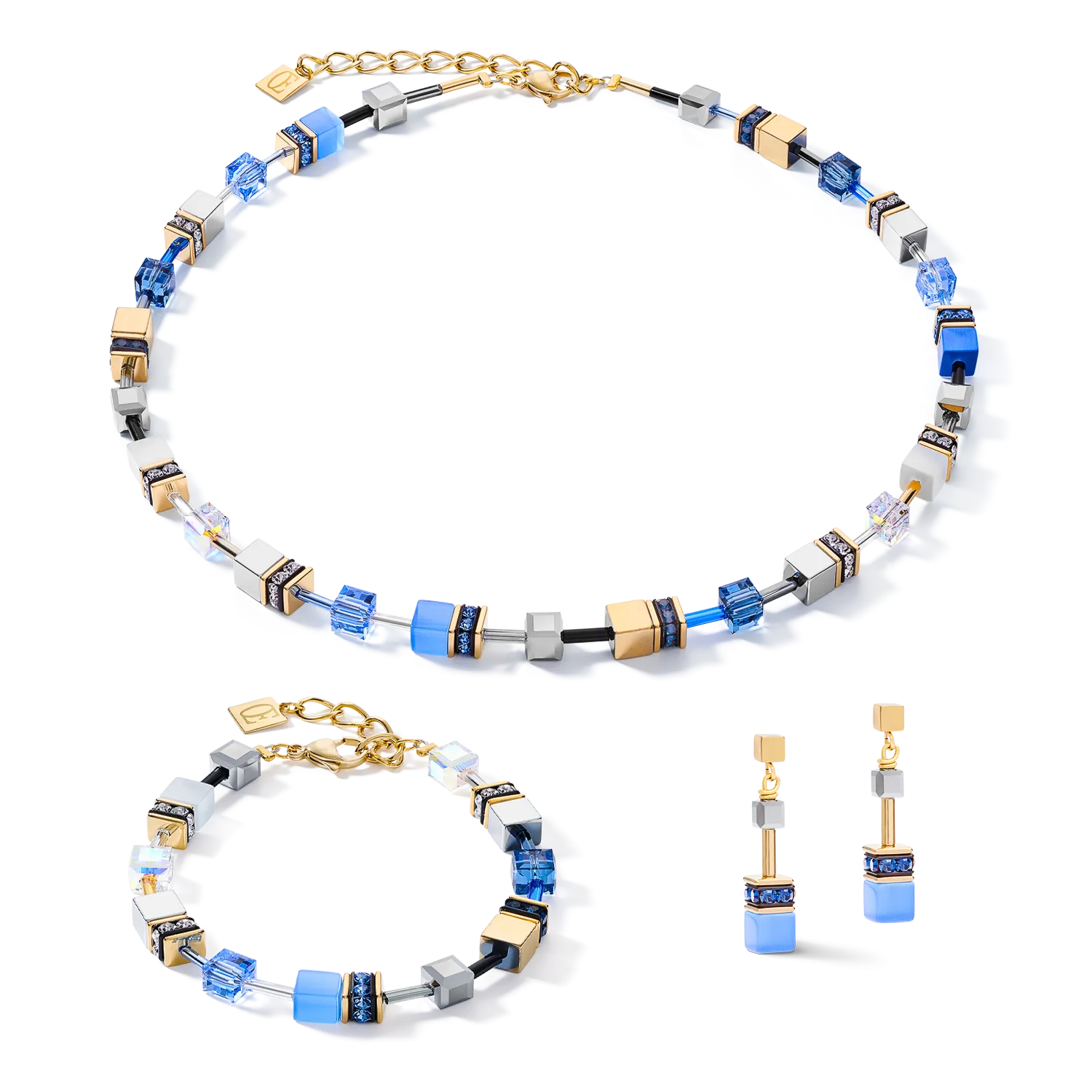 GeoCUBE® Necklace blue-gold