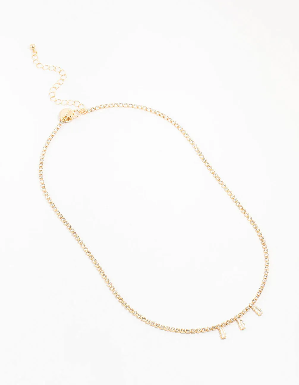 Gold Cupchain Baguette Necklace