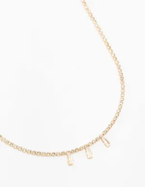 Gold Cupchain Baguette Necklace