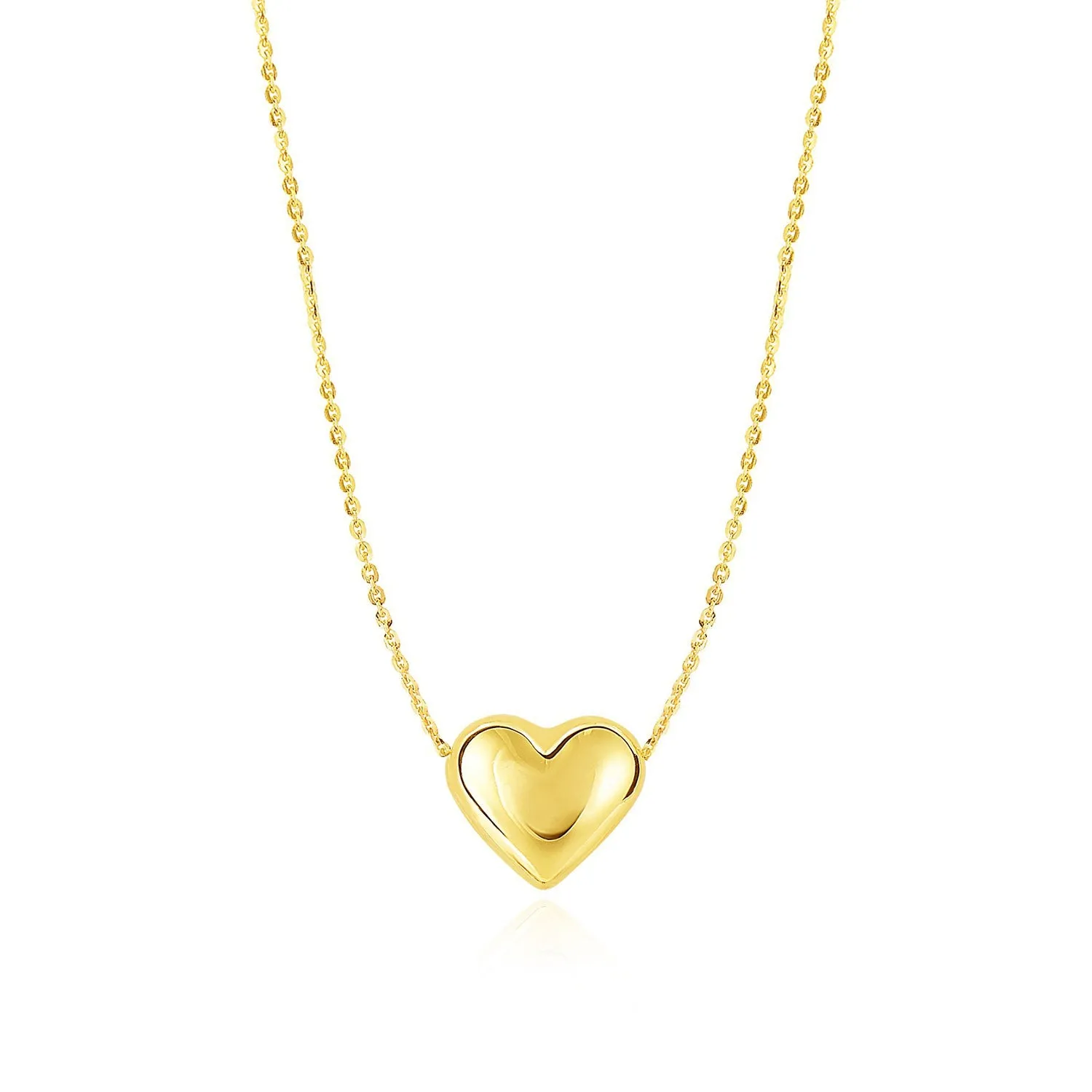 Gold Puffy Heart Necklace