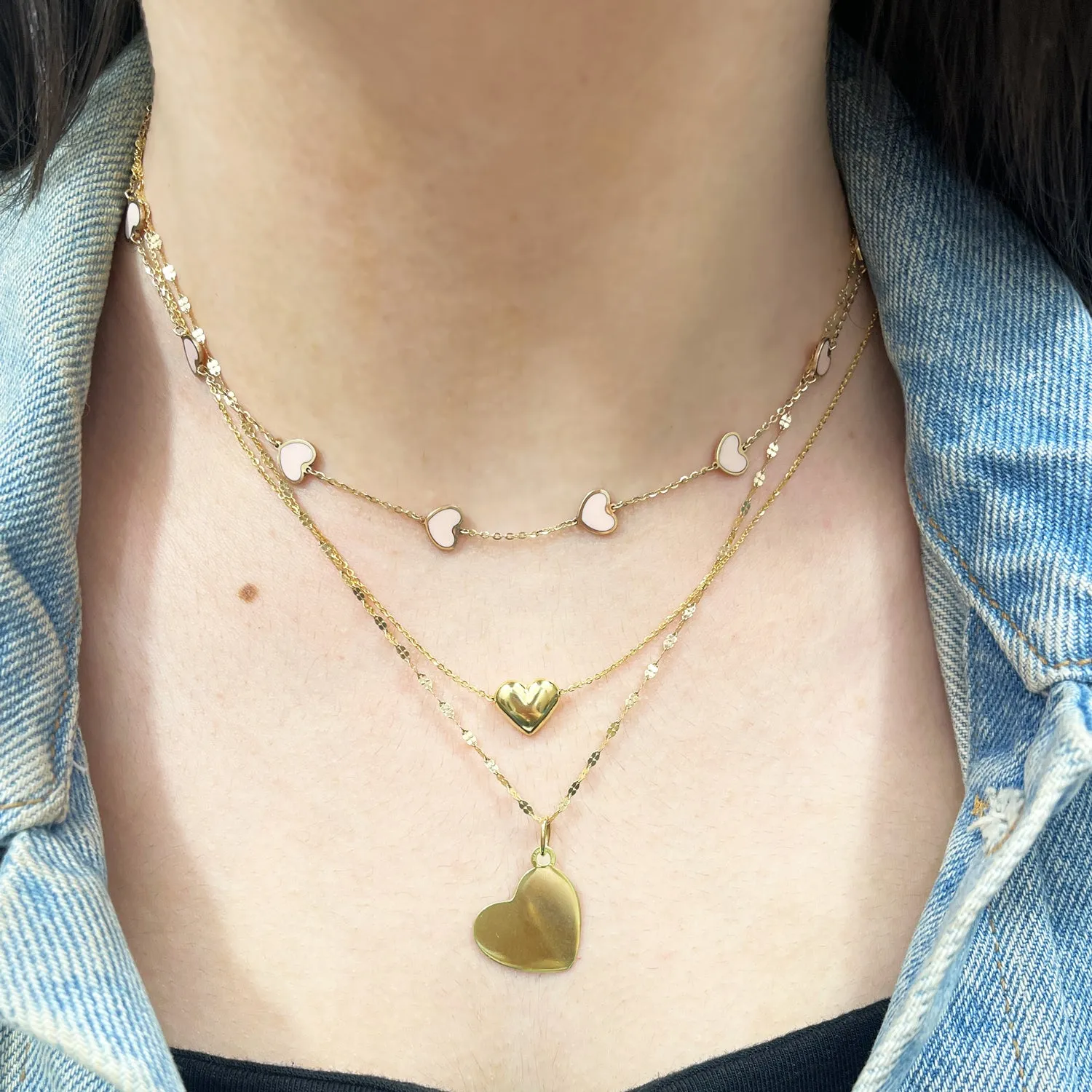 Gold Puffy Heart Necklace