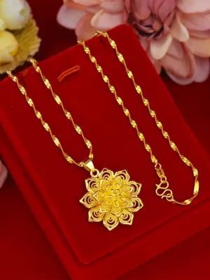 Gold-tone Flower Charm Necklace Dainty Necklace Elegant Jewelry Creative