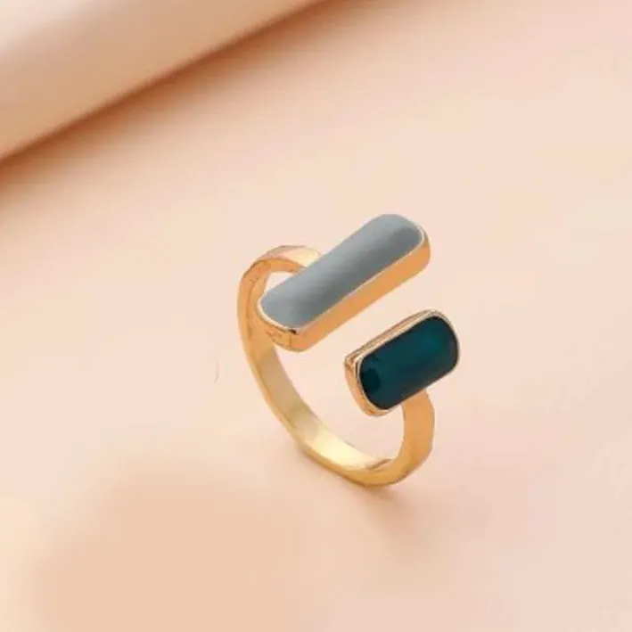 Green Minimalist Cuff Ring