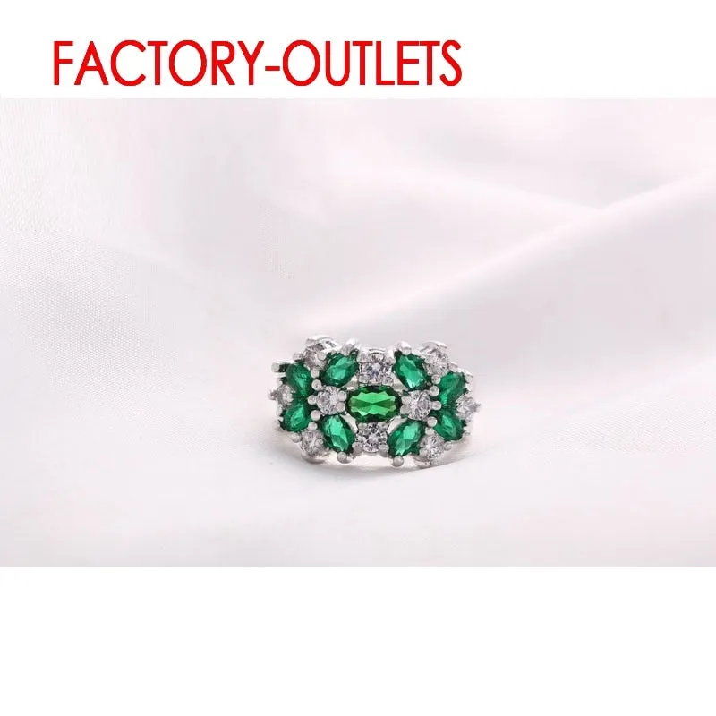 Green Rhinestone Flower Ring